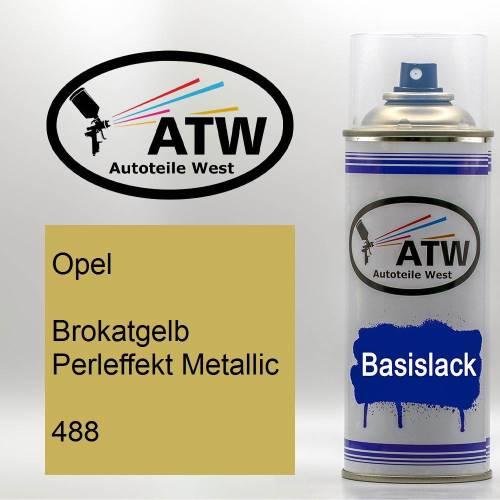 Opel, Brokatgelb Perleffekt Metallic, 488: 400ml Sprühdose, von ATW Autoteile West.